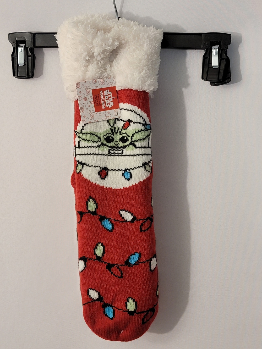 Star Wars Madalorian Grogu Sherpa Slipper Sock Size 9-11